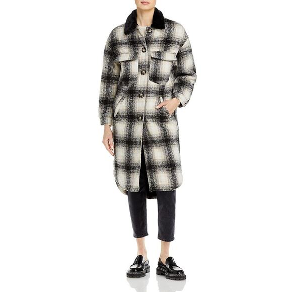 Apparis Jackets & Blazers - Apparis Black and Cream Plaid Long Coat